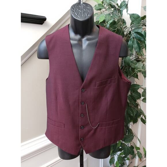 INC Slim Fit Maroon Button Front Dress Vest Men's Size M Burgundy Formal Classic - Picture 1 of 10